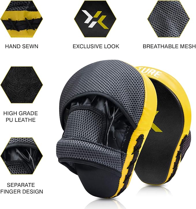 Boxing and MMA Punching Mitts - Hook & Jab Pads, Focus Punch Mitts, Target Focus Pads, and Kick Shield for Muay Thai Training