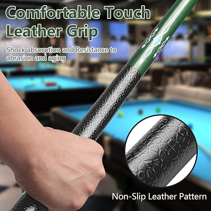 Billiard Cues Stick, 58" Pool Cues Canadian Maple Wood Leather Pattern Grip 18 19 20 21 oz Pool Cue Stick for Bar House Pool Table Sports