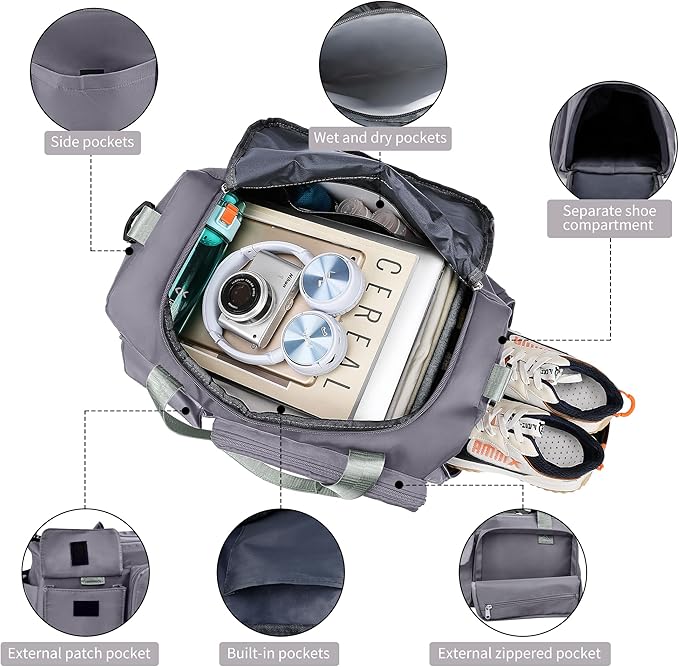 Supercenter Gym Bag, For Both Men and Women, Foldable, With Shoe Compartment and Wet/Dry Compartment