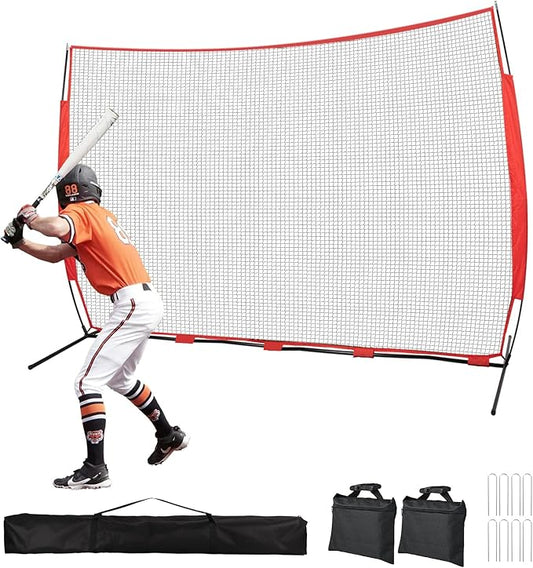 7x7/16x10/20x10ft Ball Backstop Net,Fix Ball Stop Net by 4 Spike&2 Sandbag,Sports Net Barrier with Handbag,Lacrosse Net Backstop for Softball,Basketball,Hockey Train,Baseball Net Barrier for Backyard