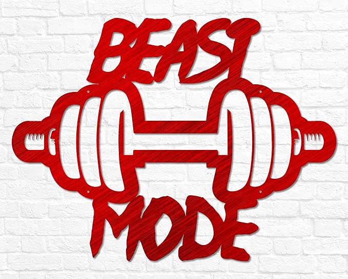Beast Mode Metal Sign | Metal Home Gym Sign | Fitness Sign | Fitness Quote | Motivation Decor | Workout Decor Sign | Gym Wall Art | Weightlifting | Crossfit Sign | Boyfriend Gift