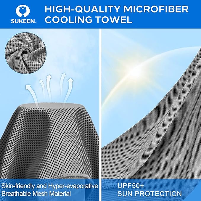 Sukeen Cooling Towel (40"x12"), Ice Towel Sets,Soft Breathable Chilly Towel,Microfiber Towel for Yoga,Sport,Running,Gym,Workout,Camping,Fitness,Workout & More Activities, 6 Pack