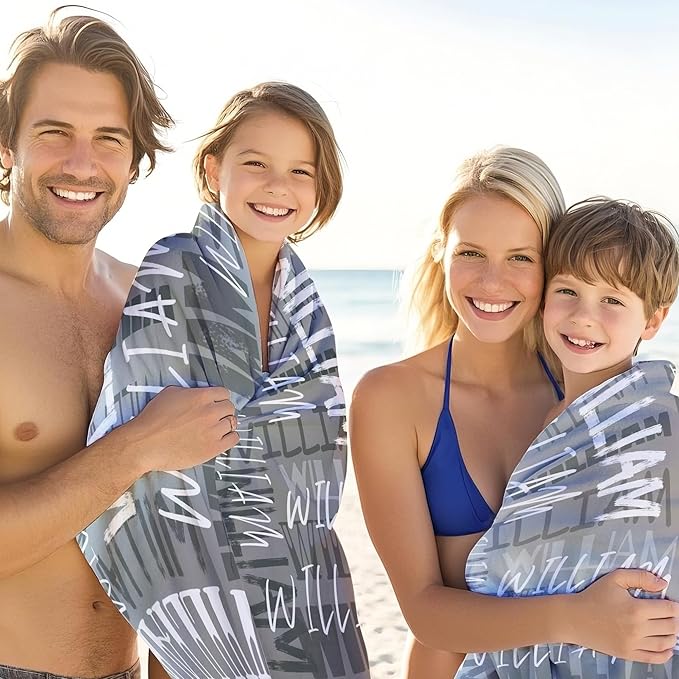 JML Personalized Beach Towel with Name, Custom Beach Towel with Name, Customized Microfiber Pool Towel, Quick Dry & Absorbent Swim Towel for Adult,Anniversary, Birthday, Summer Holiday,Vacation