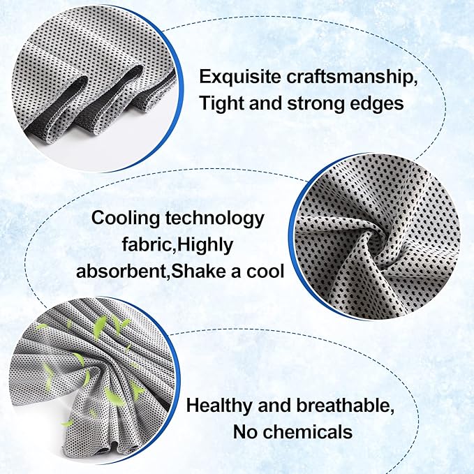 Shellwei 50 Pcs Cooling Towel 40 x 12 Inch Microfiber Workout Towels Breathable Chilly Towel Ice Cool Cold Towels Bulk Fast Drying Absorbent Sweat Rag for Neck Yoga Sports Golf Gym