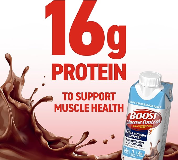 BOOST Glucose Control Ready to Drink Nutritional Drinks with Extra Nutrient Support Drink, Rich Chocolate, 8 Fl Oz, Pack of 24