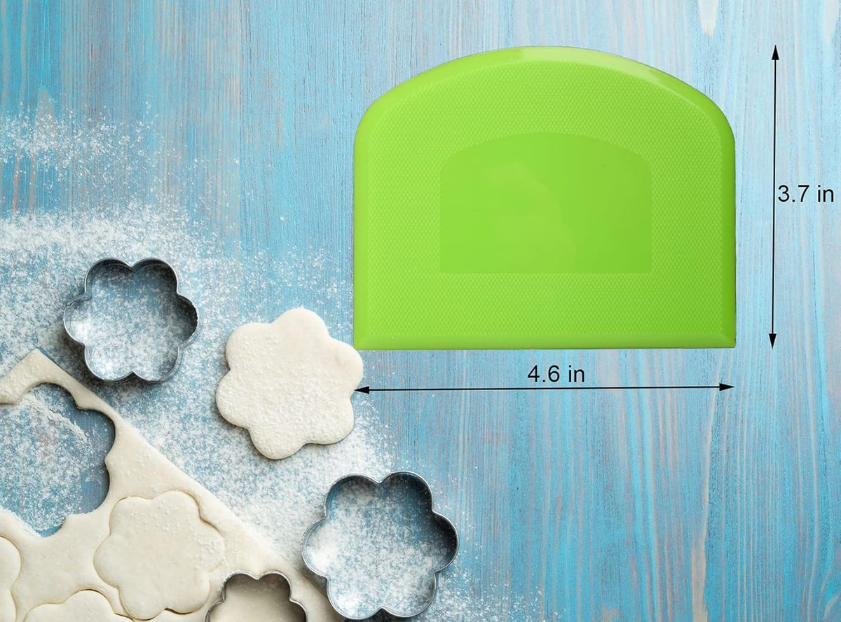 Angled Cake Icing Spatula Set with Dough Scraper and Cake Scraper Set for Cake Decorating, Professional Offset Frosting Spatula (4” 6" 8" 10" Blade) with Hangable Wooden Handle