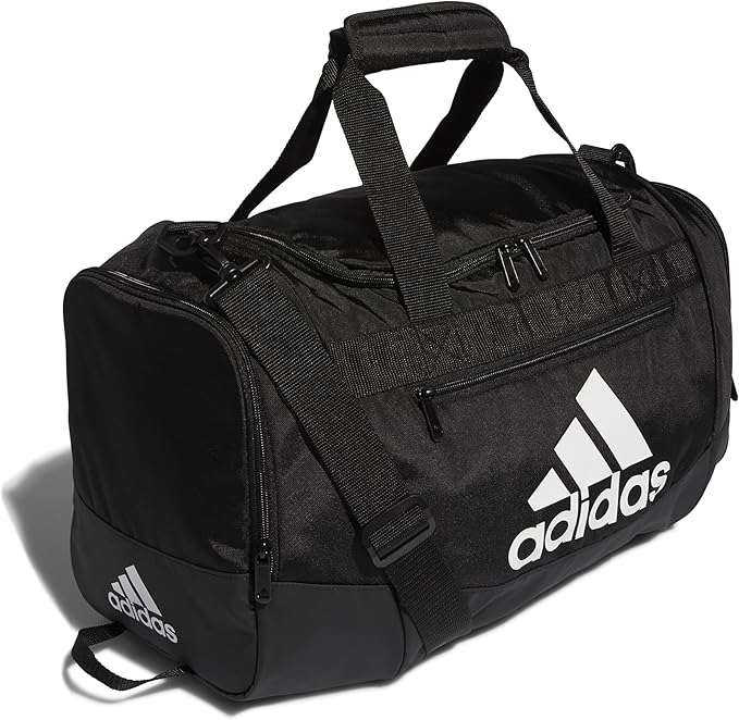adidas Unisex Defender 4.0 Gym Duffel Bag for Men and Women, Black/White, Small (38L)