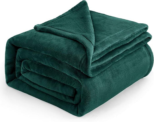 Bedsure Fleece Blankets Queen Size Emerald Green - Bed Blanket Soft Lightweight Plush Fuzzy Cozy Luxury Microfiber, 90x90 inches
