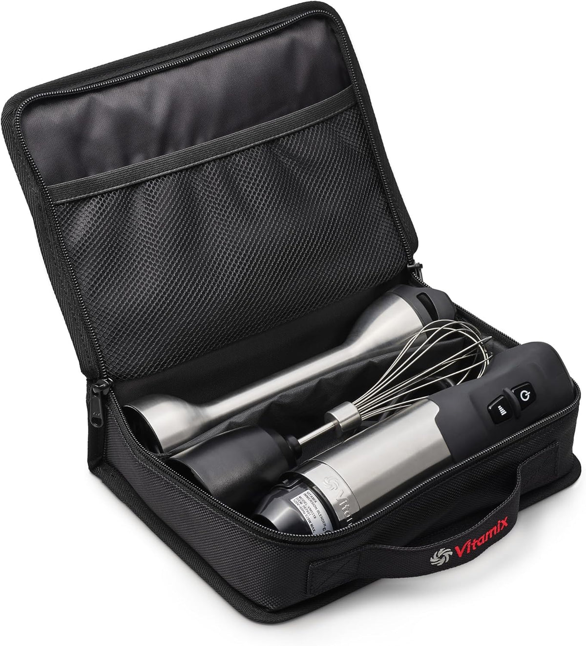 Vitamix 5-Speed Immersion Blender 3-Piece Bundle, 625-Watt Motor, One-Handed Operation, 5 ft cord, includes Whisk Attachment & Storage Case, Stainless Steel/Black