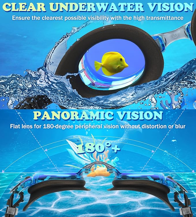 Aegend 2 Pack Kids Goggles, Swimming Goggles for Kids Age 4-16 Boys and Girls Youth, Anti-Fog Waterproof Anti-UV Pool Goggles