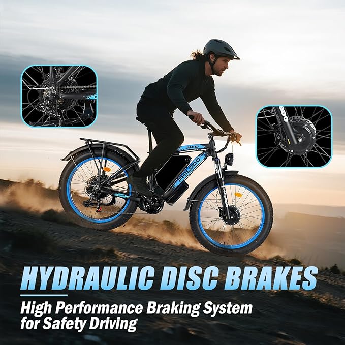 60V 26AH Battery Electric Bike,5000W Dual Motor Ebikes for Adults,Full Suspension Electric Bicycle,26x4 Fat Tires for All Terrain Dirt Bike,21-Speed Gear Electric Mountain Bike