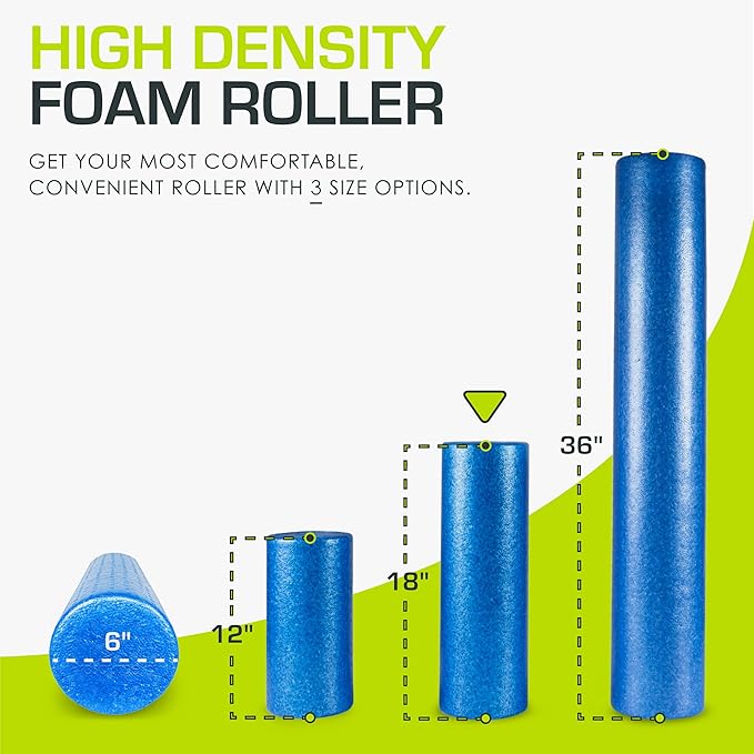 ProsourceFit High Density Foam Rollers 18 to 36 - inches Long, Firm Full Body Athletic Massage Tool for Back Stretching, Yoga, Pilates, Post Workout Muscle Recuperation