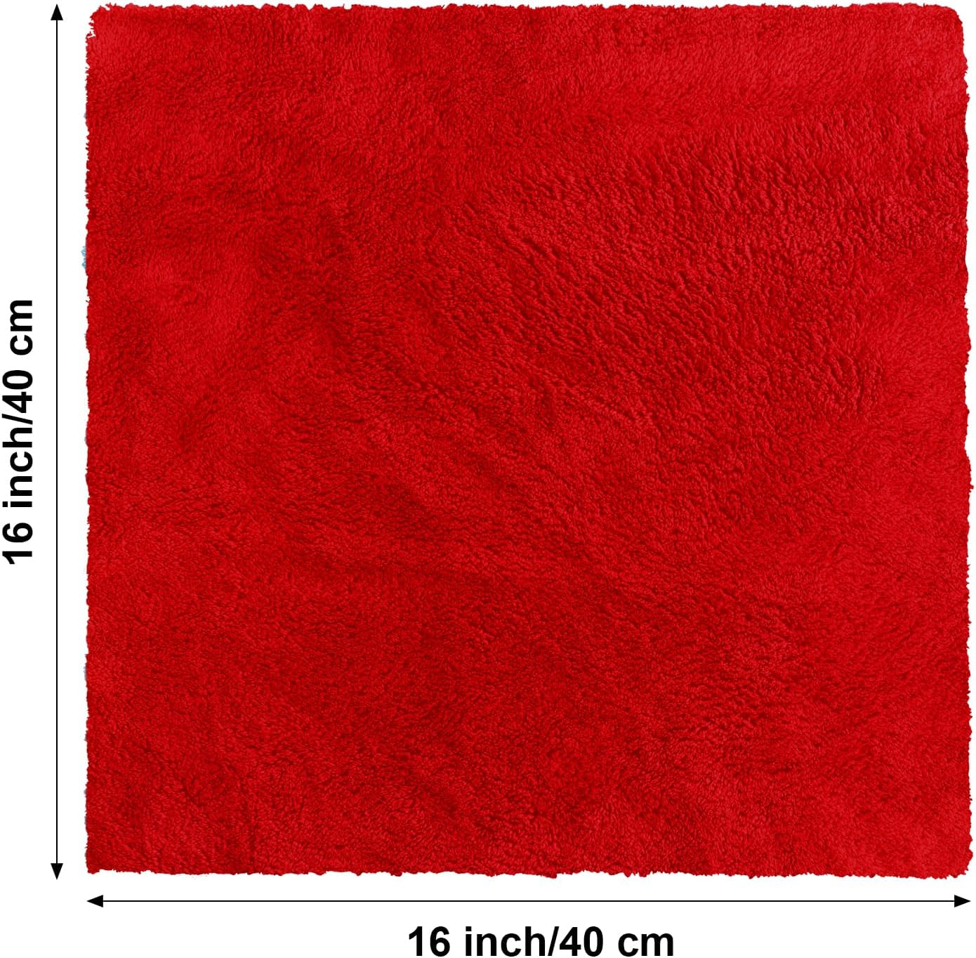 Shimeyao 30 Pcs Edgeless Microfiber Plush Towels for Cars Detailing Drying Wash Polishing Absorbent Cleaning Cloths, 500 GSM, 16 x 16 Inch(16 x 16 Inch,Red,30 Pcs)