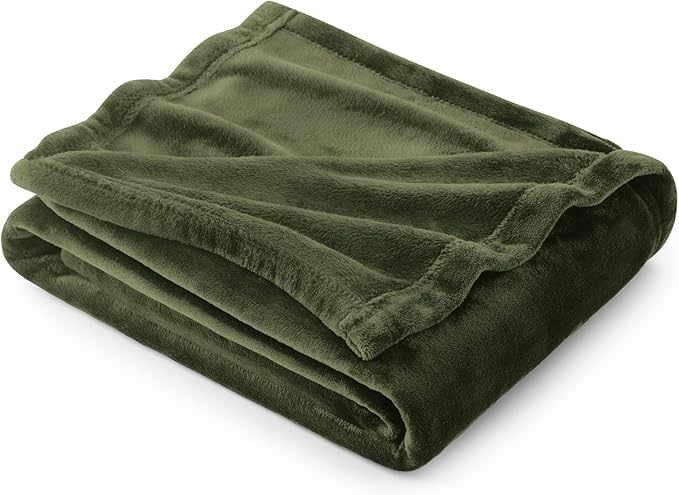 Bedsure Fleece Throw Blanket Olive Green - 300GSM Blankets for Couch, Sofa, Bed, Soft Lightweight Plush Cozy Throws for Toddlers, 50x60 inches