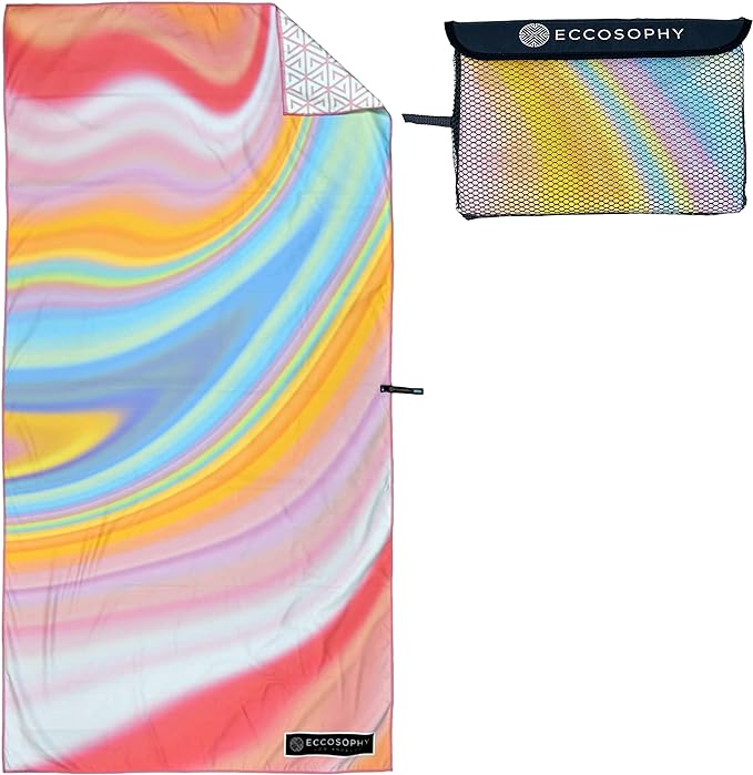 ECCOSOPHY Microfiber Beach Towel - Sand Free Towels are Quick Dry, Light Weight, Super Absorbent - Perfect Pool, Travel, Cruise, Camping Essentials - Oversized Extra Large for Adults 71x35 in
