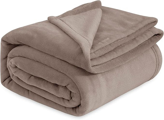 Bedsure Fleece Bed Blankets Queen Size Mocha Brown - Soft Lightweight Plush Fuzzy Cozy Luxury Blanket Microfiber, 90x90 inches