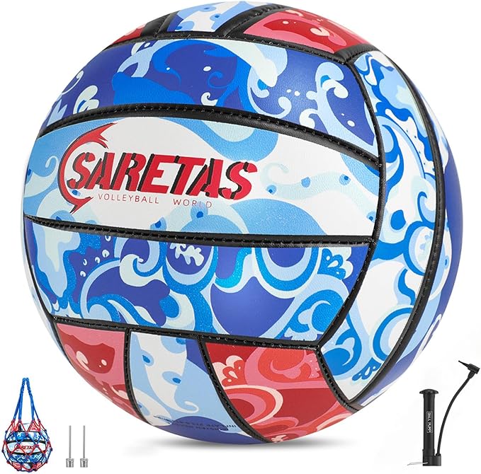 Beach/Water/Sand Volleyballs, Outdoor/Indoor Official Size, Soft Touch Volleyball for Beginners, Cute Volley Ball for Girls/Kids/Youth, Ideal Gifts with Pump for Backyard, Pool, Middle School