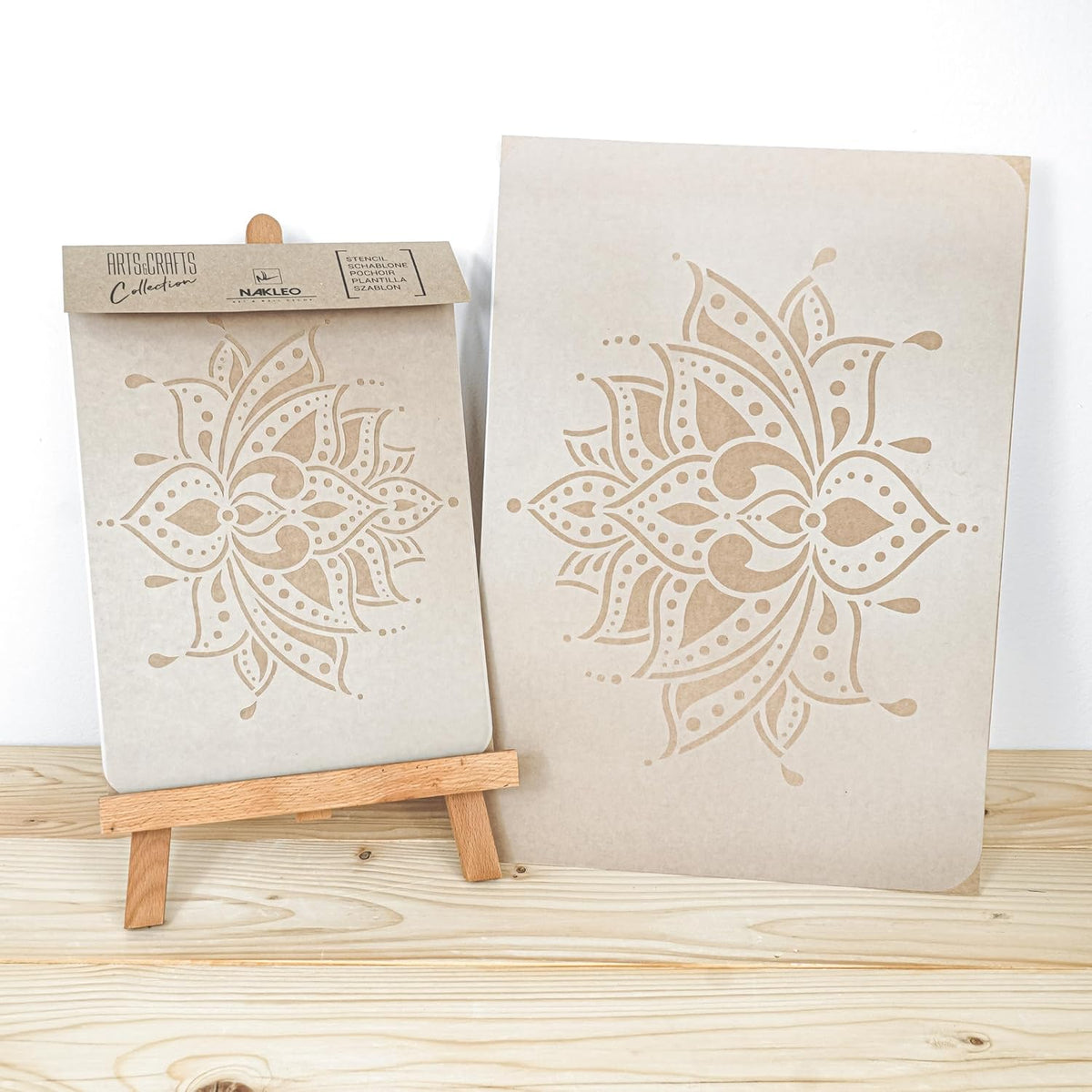 NAKLEO Painting Stencil for Crafts A3 11.8” x 16.5”, Indian Lotus Flower Pattern, Reusable Plastic DIY & Scrapbooking Drawing Template, Decoupage Art Home Decor, Wall Wood Fabric Furniture