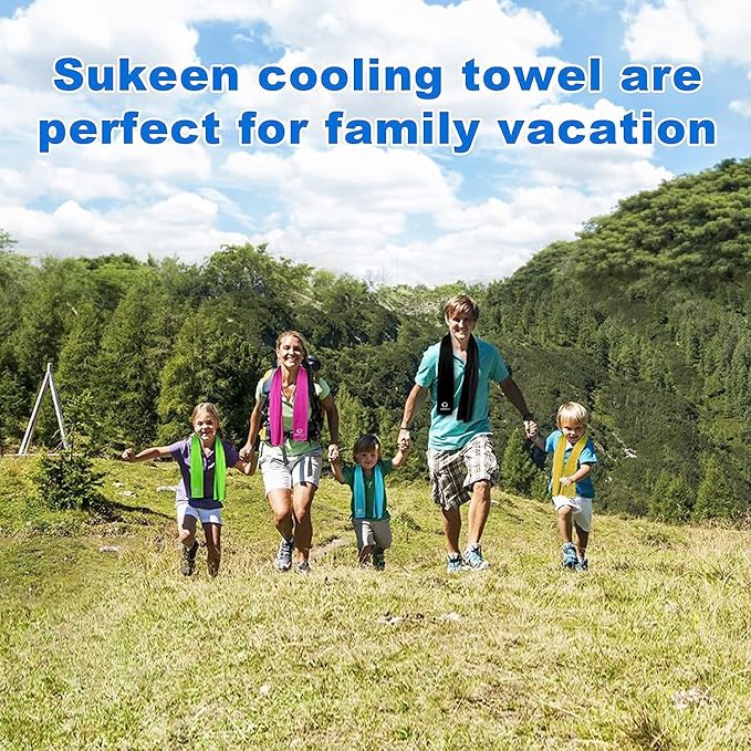 Sukeen 4Pack Cooling Towel (40"x12") for Neck and Face, Soft & Breathable Chilly Sports Towel, Quick-Drying Sweat Absorbing Cooling Neck Wraps with Cooling Tech. for Yoga, Sport, Running, Workout