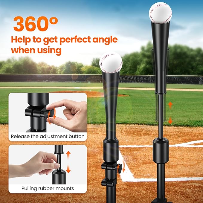 2025 New Upgrade Portable Batting Tee for Baseball/Softball,23.23 to 40.16 Inch Baseball Tee for Kids,Batting Tee,Softball Tee,Youth Hitting Tee,Teeball Tee,Travel Tee,Easy Adjustable Height