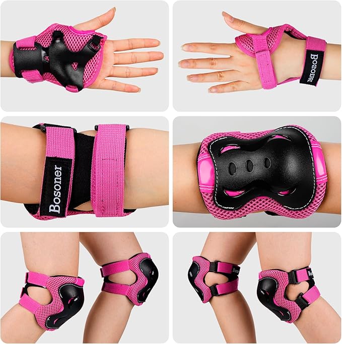 BOSONER Kids/Youth Knee Pad Elbow Pads Guards Protective Gear Set for Roller Skates Cycling BMX Bike Skateboard Inline Skatings Scooter Riding Sports