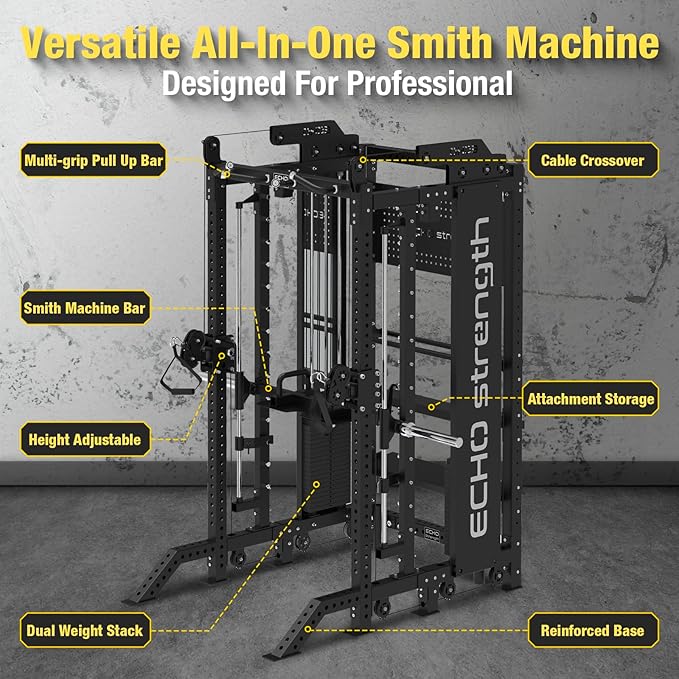 Commercial Cable Crossover Exercise Machine All in One Functional Trainer Cable Machine with 400LBS Weight Stacks Power Cage Squat Rack with Pulley System Compact Functional Trainer for Home Gyms