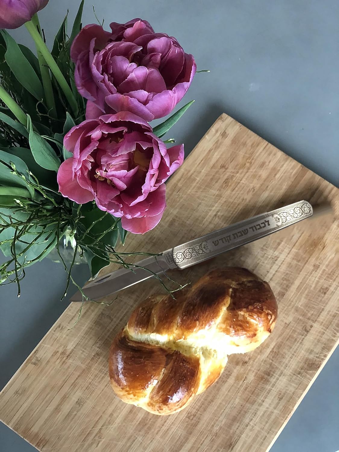 Premium Folding Challah Bread Knife - 4" Stainless Steel Blade with Decorative Design - Compact and Perfect for Shabbat, Jewish Holidays, and On-the-Go