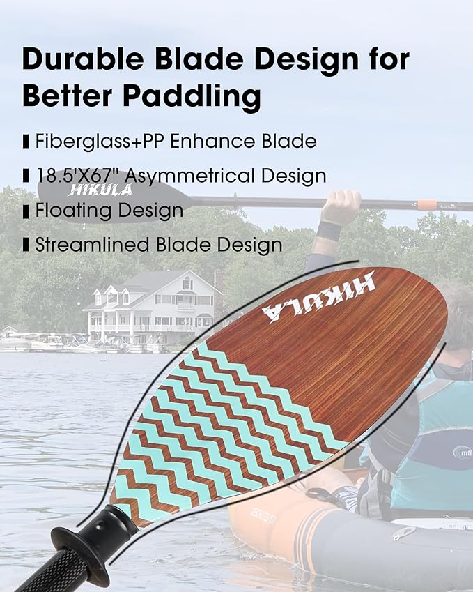 Adjustable Kayak Paddle with Carbon Shaft and PP Blade Available in 220-230/220-240/230-250cm Floating Lightweight Kayak Oars with Original Pattern