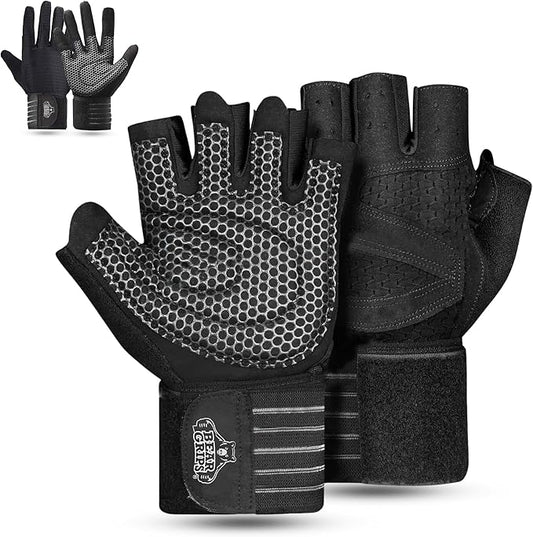 Bear Grips Weight Lifting Gloves for Men & Women | Half Finger Lifting Gloves | Full Finger Workout Gloves for Men | No Finger Exercise Gloves l Compression Weightlifting Gloves | Gym Gloves for Men