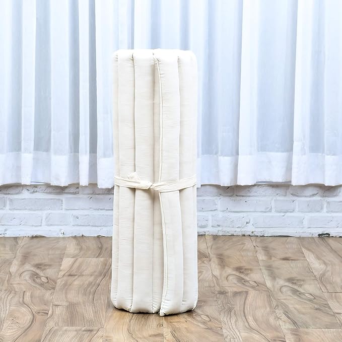 Leewadee Meditation Cushion Set – 1 Round Zafu Meditation Pillow and 1 Square Roll-Up Zabuton Meditation Mat, Pillows Bundle Filled with Kapok