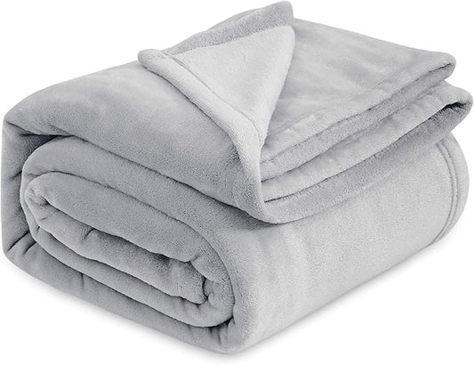 Bedsure Fleece Blanket California King Light Grey - Lightweight Plush Fuzzy Cozy Soft Bed Blankets, 102x96 inches