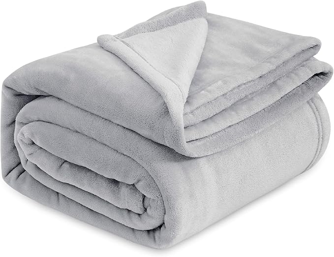 Bedsure Fleece Blankets King Size Light Grey - Bed Blanket Soft Lightweight Plush Cozy Fuzzy Luxury Microfiber, 108x90 inches