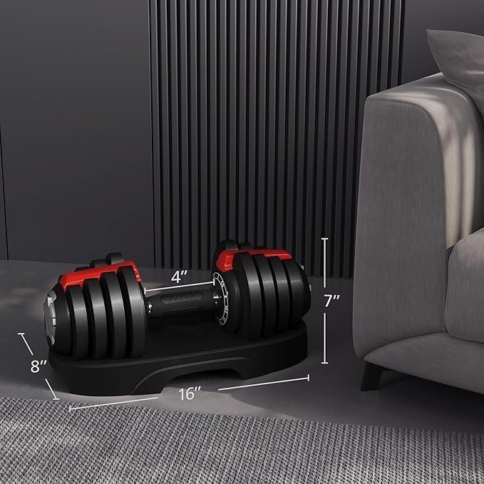 Yaheetech Adjustable Dumbbell Set 28/40/52.5/90LBS Adjustable Dumbbells Fast Adjust Dumbbell Weight Set with Anti-Slip Handle and Tray for Men/Women Home Gym Strength Training Equipment Single/Pair