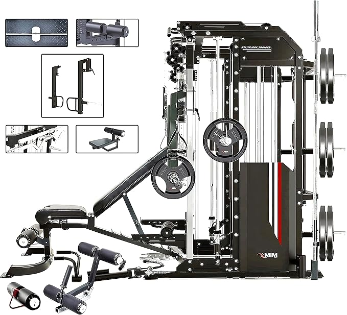 MiM USA Hercules EX, Commercial All in One Gym Machine w/400 lb Weight Stack, Adj Bench, Jammer Arms, Leg Press, Leg Extension, Arm Curl, LAT Seat & Complete Attachment