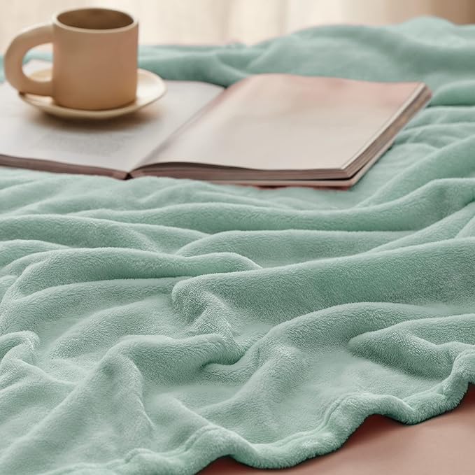 Bedsure Fleece Bed Blankets Full Size Sage Green - Soft Lightweight Plush Fuzzy Cozy Luxury Blanket Microfiber, 84x90 inches