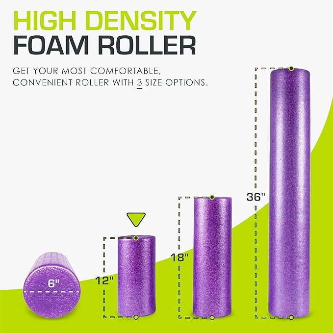 ProsourceFit High Density Foam Rollers 18 to 36 - inches Long, Firm Full Body Athletic Massage Tool for Back Stretching, Yoga, Pilates, Post Workout Muscle Recuperation