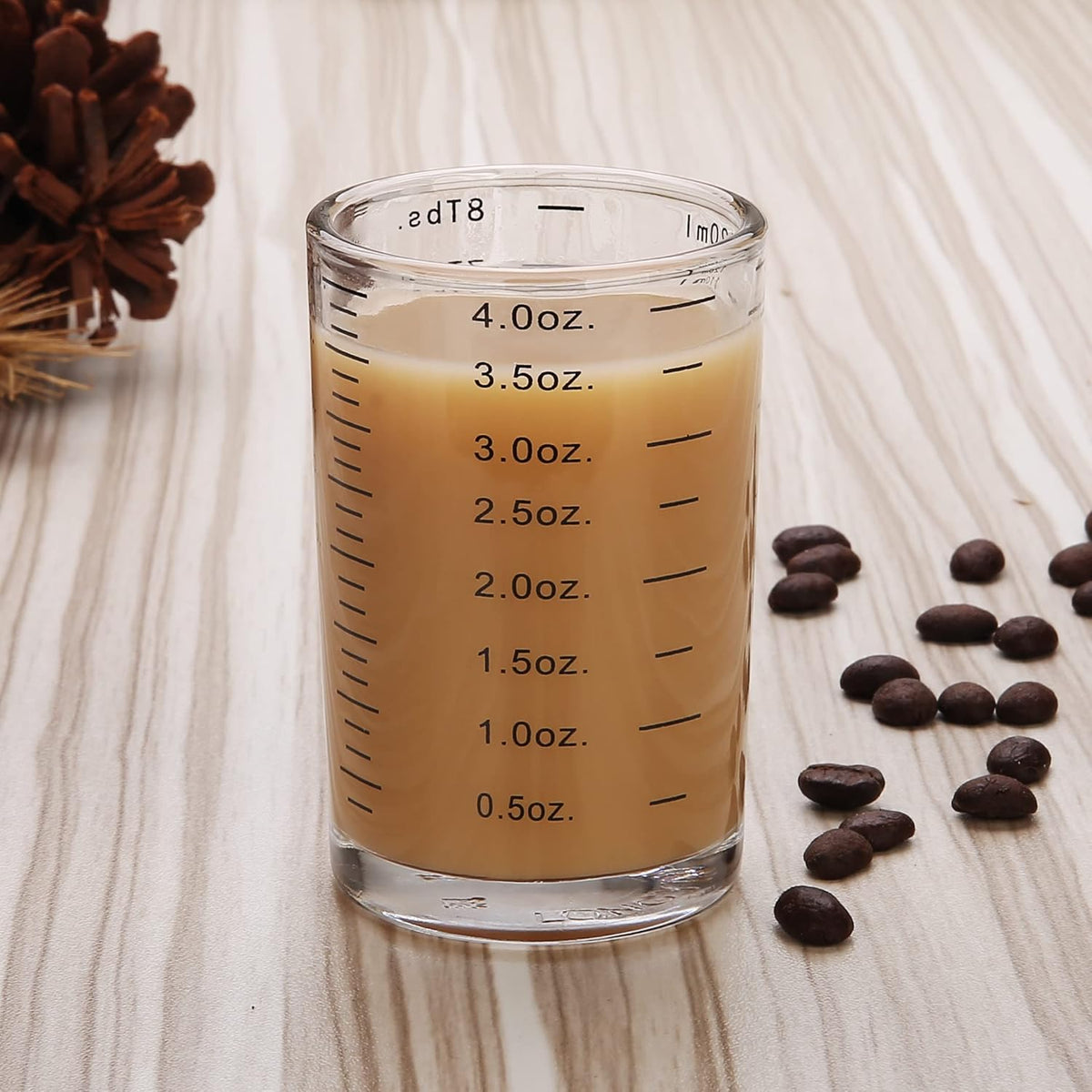 BCnmviku Measuring Cup Shot Glass 4 Ounce/120ML Liquid Heavy High Espresso Glass Cup Black Line (1, Black)