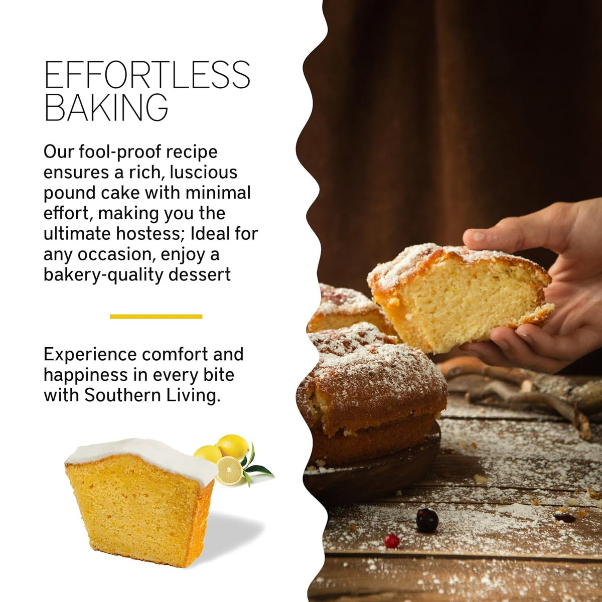 Southern Living Meyer Lemon Pound Cake Mix, Gourmet, Moist, Buttery Flavor with Easy Glaze, Perfect for 8-12 Servings, 1 Box