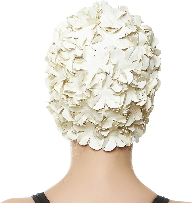 BEEMO Floral Petal Ladies Bathing Swim Cap Women Retro Swim Hat Long/Short Hair
