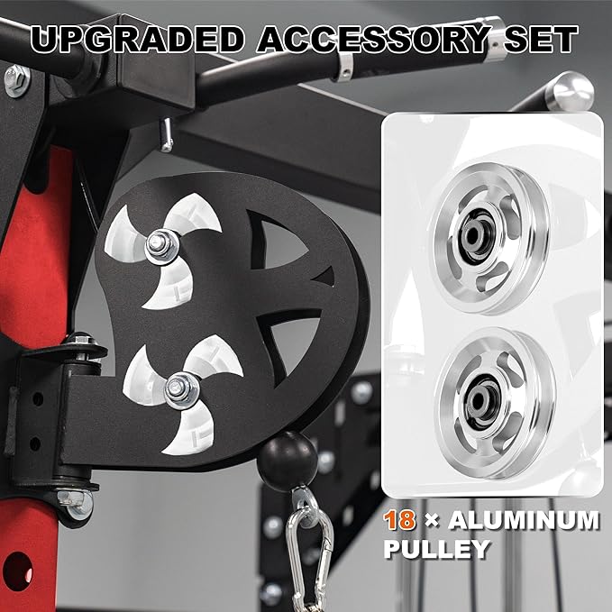 Smith Machine Home Gym with Aluminum Pulley Set- 2000lbs Capacity All-in-One Power Rack with Cable Crossover, Pull-Up Bar & Dip Station, Includes 18 Attachments, P107 Anvil