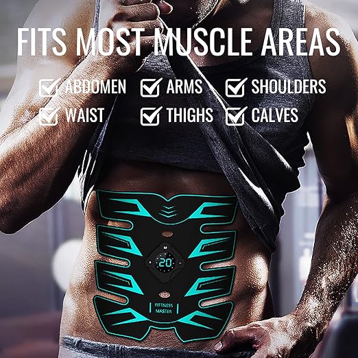 Abs Stimulator, EMS Muscle Stimulator Fitness Equipment for Abdomen Arms Shoulder Back Leg Hip, Ab Stimulator for Women & Men