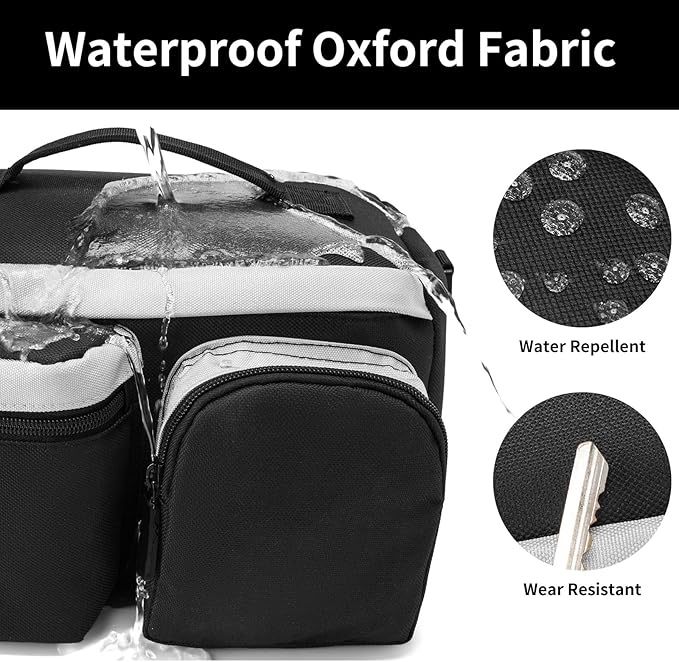 Bike Rear Rack Bag Waterproof Ebike Mountain Bicycle Saddle Bag 12L Cycling Pannier Trunk with Reflector & Shoulder Strap for Commuter Travel Outdoor