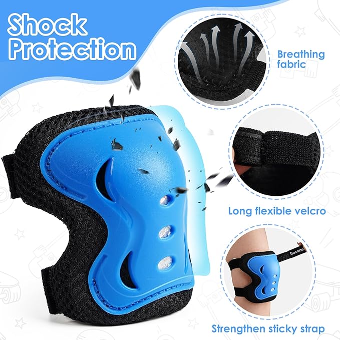 BOSONER Kids/Youth Knee Pad Elbow Pads Guards Protective Gear Set for Roller Skates Cycling BMX Bike Skateboard Inline Skatings Scooter Riding Sports