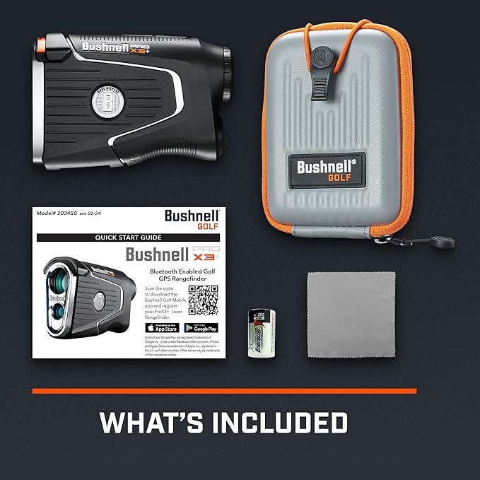 Bushnell Pro X3+ Golf Rangefinder with Wind Speed and Direction,1300 Yard Range,7X Magnification, Pin Locking with Visual Jolt
