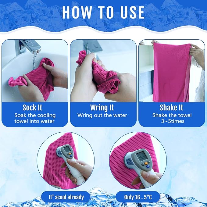 Hosuly 30 Pack Cooling Towels, 40"x12" Ice Breathable Soft Chilly Sweat Rag Microfiber Workout Rags for Gym Cooling Towels for Neck and Face for Yoga Golf Sport Running