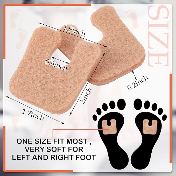 Boao 30 Pcs Callus Pads 1/4" Thick U Shaped Metatarsal Corn Pads Felt Callus Cushions Adhesive Corn Protectors for Men Women Feet Toes Pain Relief Blister Prevention