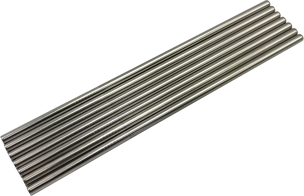 10 Pcs Stainless Steel Straws, Reusable Drinking Straws, Straight Metal Straw Sets with 2 Pcs Cleaning Brushes (10.5 Inch, Silver)