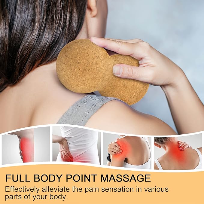 Natural Cork Peanut Massage Ball Roller Trigger Point Myofascial Release Double Lacrosse Massage Set