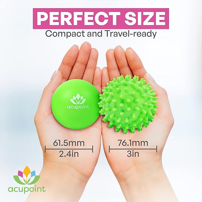 Physical Massage Therapy Lacrosse Ball Set Ideal for Yoga Deep Tissue Massage Trigger Point Therapy and Myofascial Release Physical Therapy Back Foot Plantar Fasciitis (Spiky Ball)