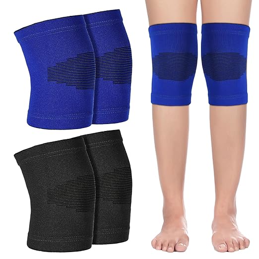 2 Pairs Kids Knee Sleeve, Knee Brace, Youth Knee Compression Sleeve Child Knee Pads Children Knee Support Boys & Girls for Volleyball Basketball Gymnastics Sports(Blue,Black)
